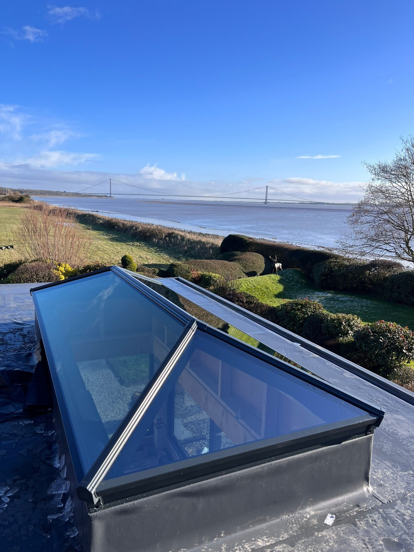 Grey Korniche roof lantern on a home overlooking the Humber Bridge