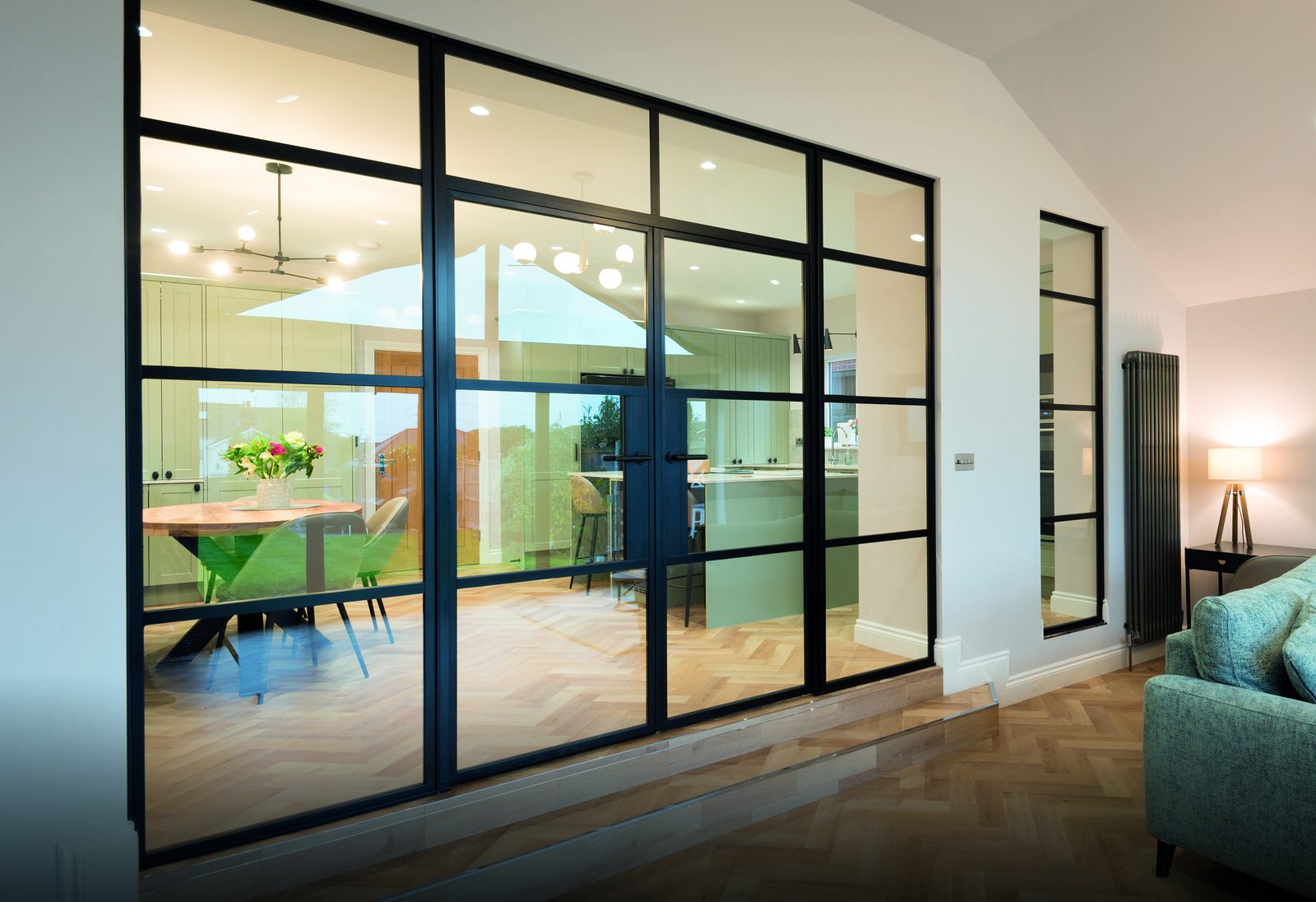 Origin internal aluminium doors and screen with large uninterrupted glazing